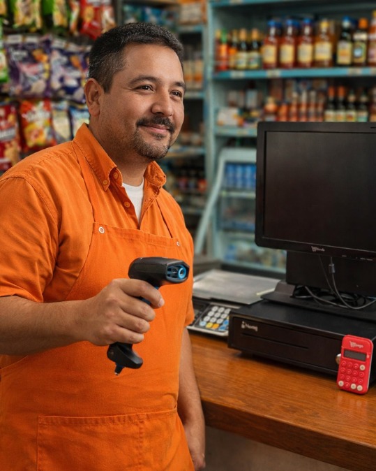 Tienda de abarrotes usando punto de venta SYStienda