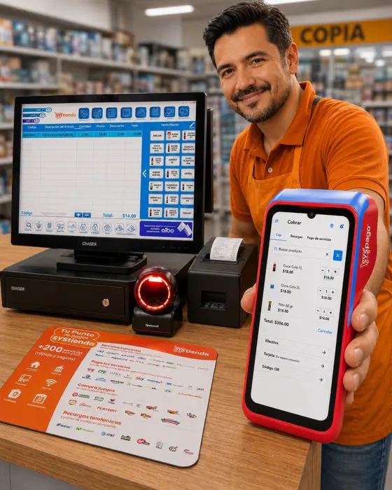 Equipo de punto de venta SYStienda funcionando en una tienda